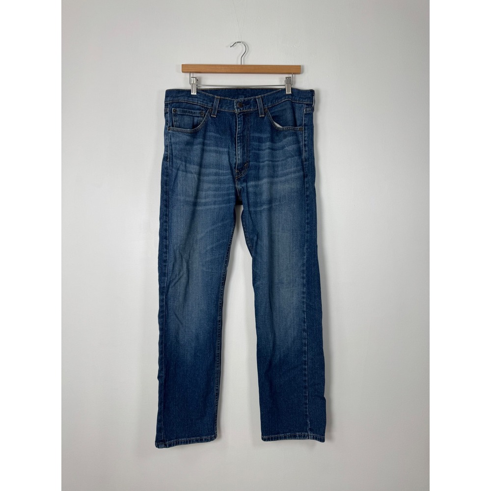 Classic Levi's Mens 36x32 505 Regular Fit Jeans Blue Medium Wash Stretch Denim